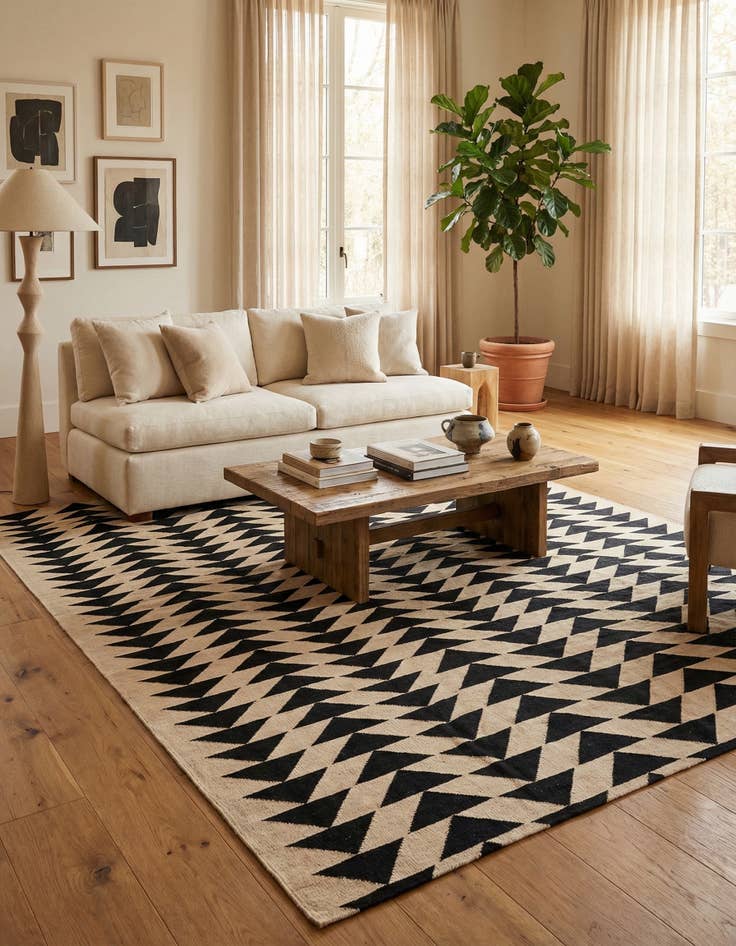 Detail image of  8' 6 x 9' 4  Hand Woven Kilim Modern Wool Rug