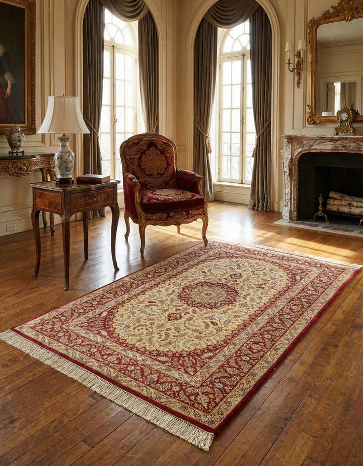 Detail image of 2' 7 x 3' 11 Ghom Silk Rug