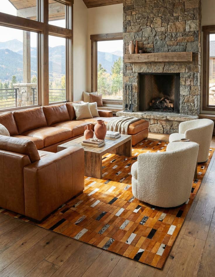 Detail image of  8' x 9' 10 Cowhide - Patchwork Rug