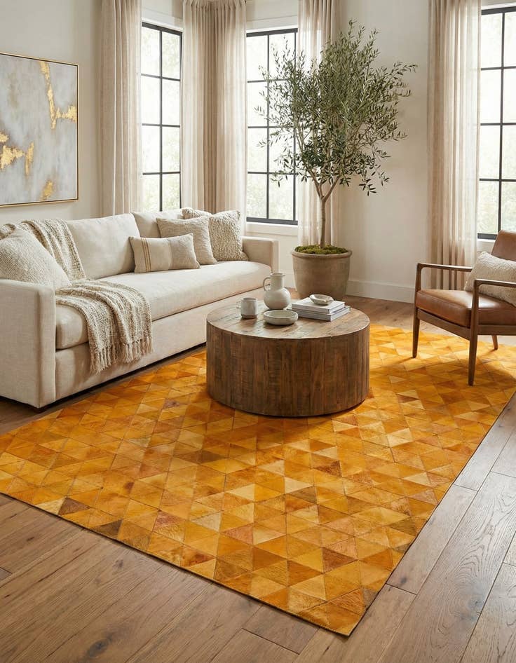 Detail image of 5' 1 x 8' 1 Cowhide Stocks Rug