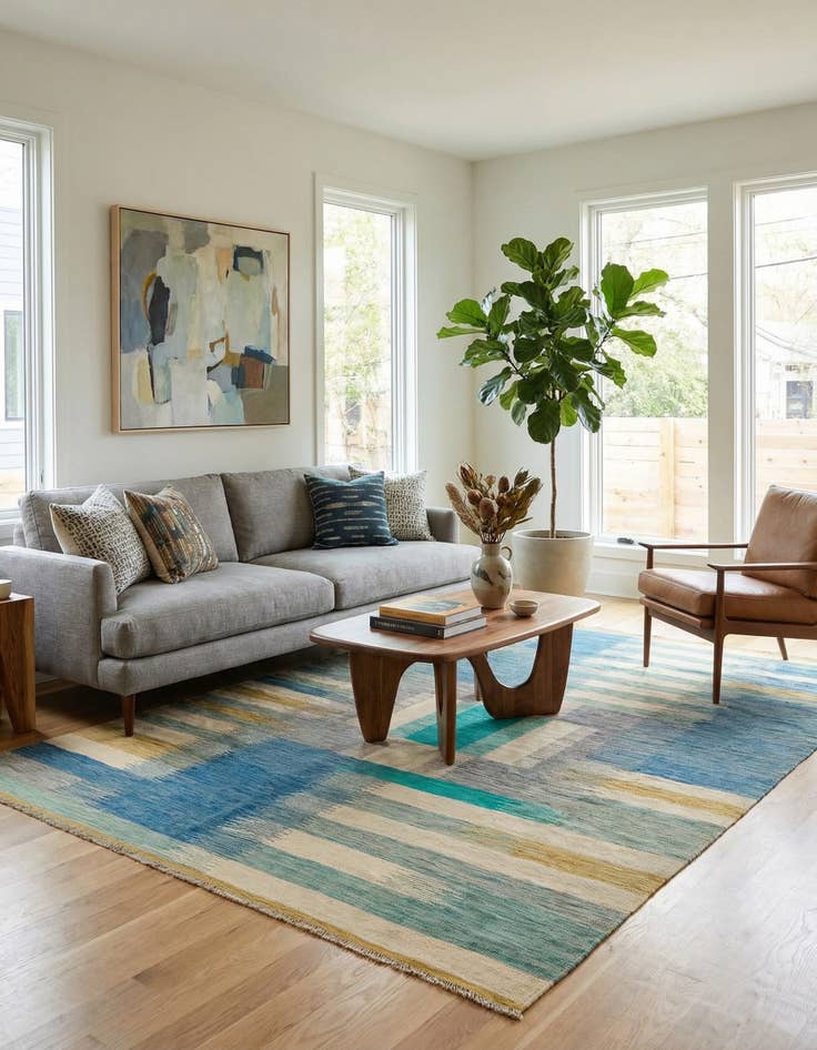 Detail image of  6' 9 x 10' 2  Hand Woven Kilim Modern Wool Rug