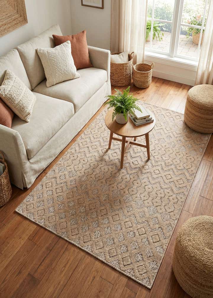 4' x 6' Easy-Clean Trellis Textured Indoor / Outdoor Rug
