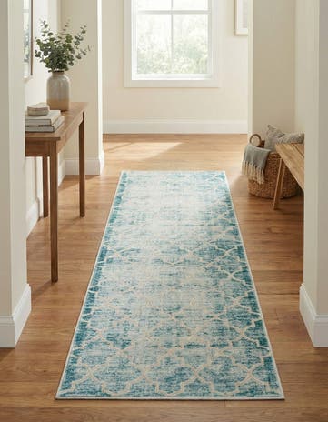 Jill Zarin Teal Uptown Lincoln Center Runner Rug