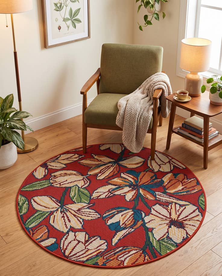 Detail image of 4' x 4' Easy-Clean Baja Indoor / Outdoor Round Rug