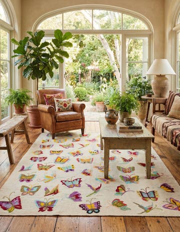 5' 2 x 6' 5 Hand Woven Kilim Suzani Wool Square Rug