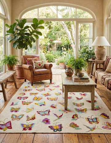 5' 2 x 6' 5 Hand Woven Kilim Suzani Wool Square Rug