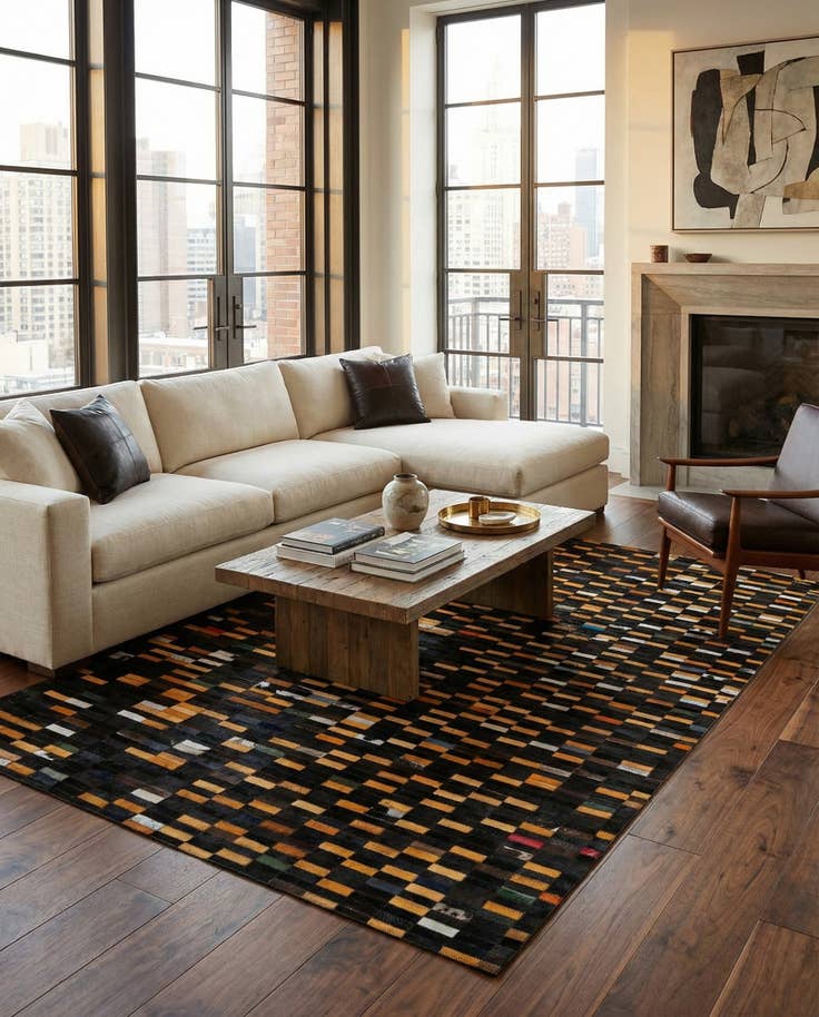 Detail image of 5' 1 x 7' 11 Cowhide - Patchwork Rug