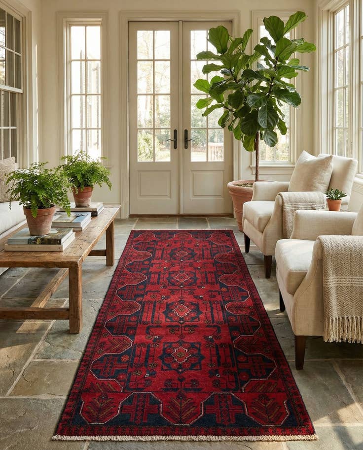 Detail image of 2' 8 x 6' 6 Hand Knotted Khal Mohammadi Wool Runner Rug