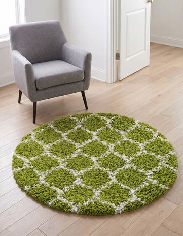 3' 3 x 3' 3 Lattice Shag Round Rug