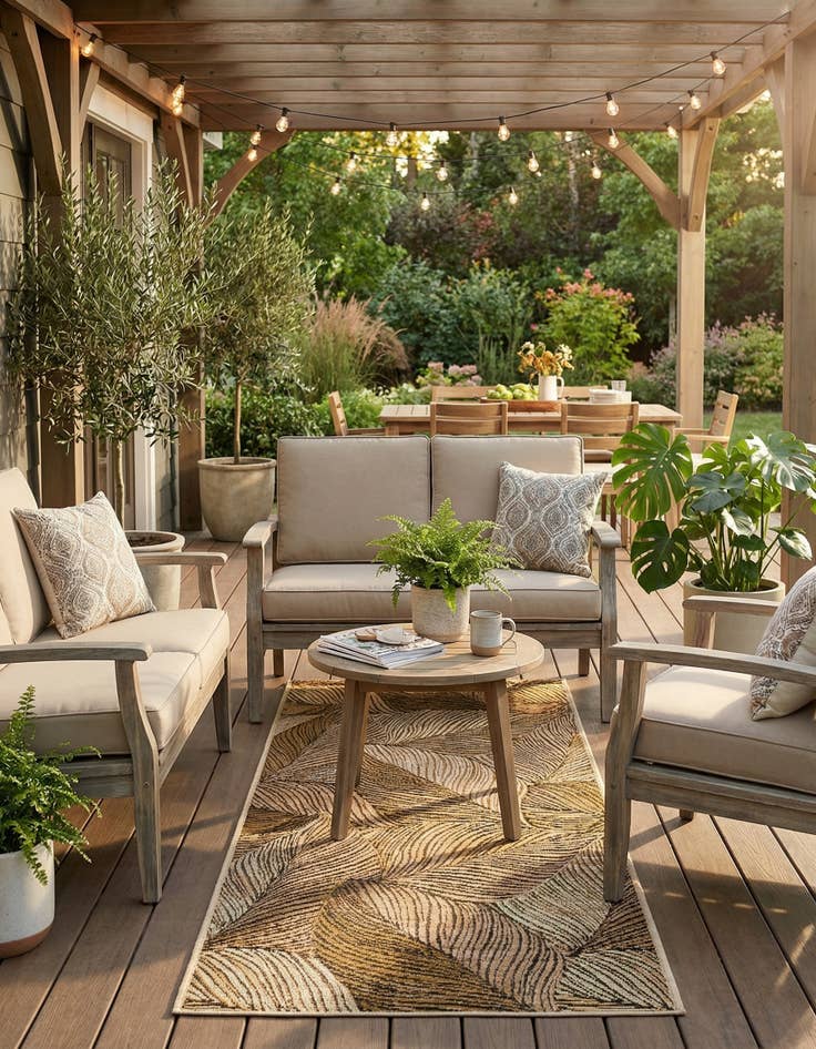 Detail image of 2' x 5' Easy-Clean Botanical Indoor / Outdoor Runner Rug