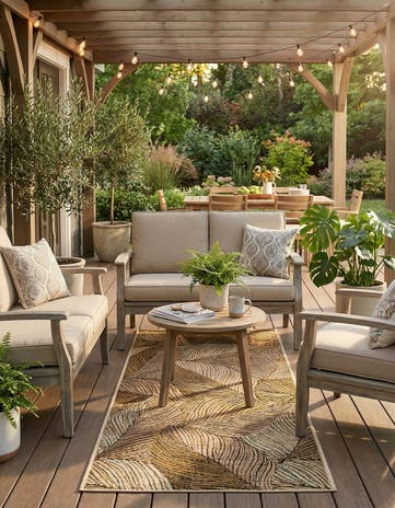 2' x 5' Easy-Clean Botanical Indoor / Outdoor Runner Rug