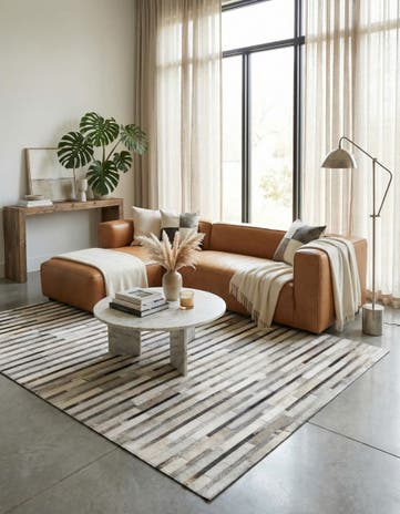 5' x 8' Cowhide Leather Rug