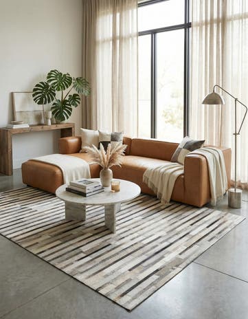 5' x 8' Cowhide Leather Rug