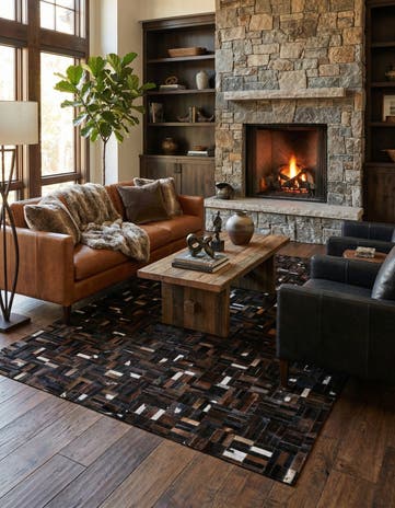 5' 1 x 8' Cowhide - Patchwork Rug