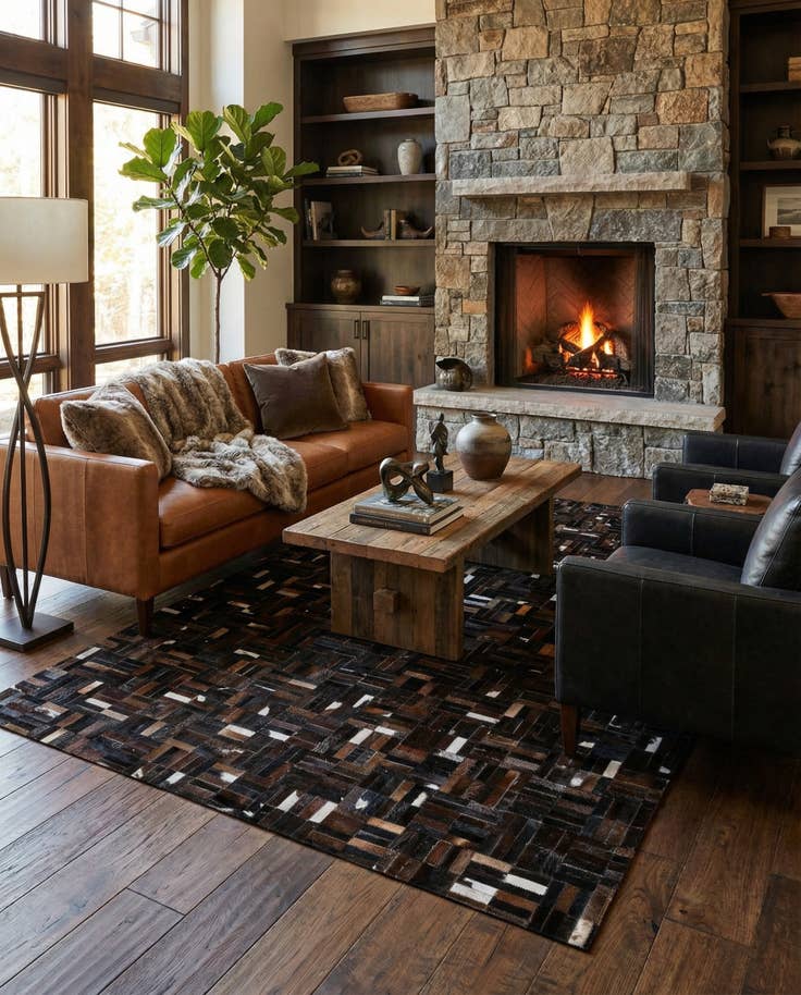 Detail image of 5' 1 x 8' Cowhide - Patchwork Rug