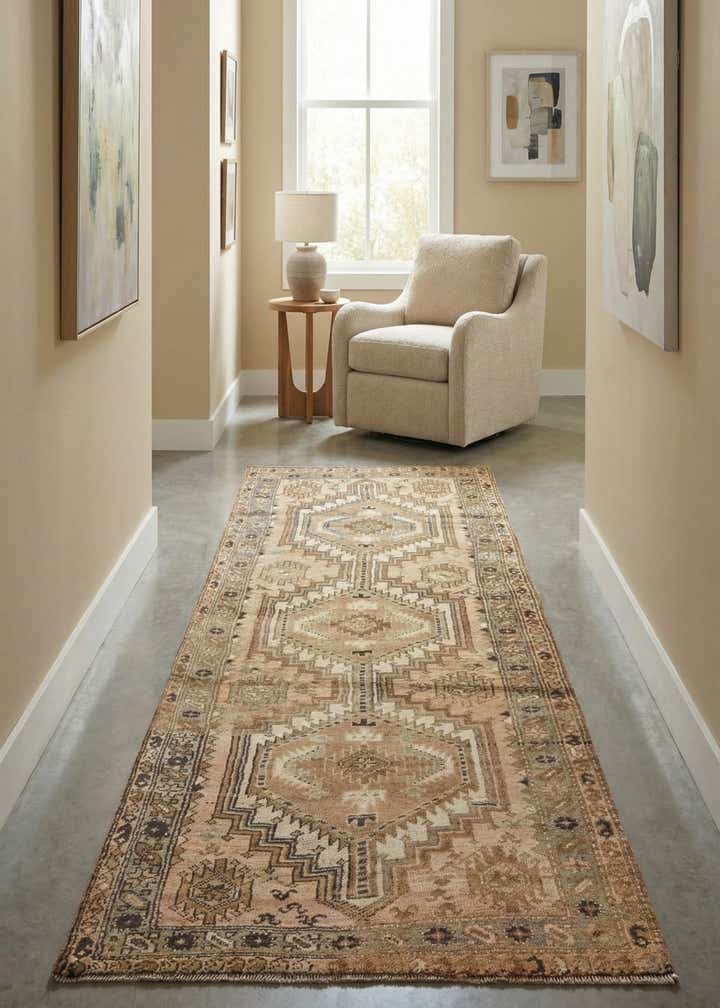 3' 8 x 8' 9 Hand Knotted Meshkin Persian Wool Runner Rug