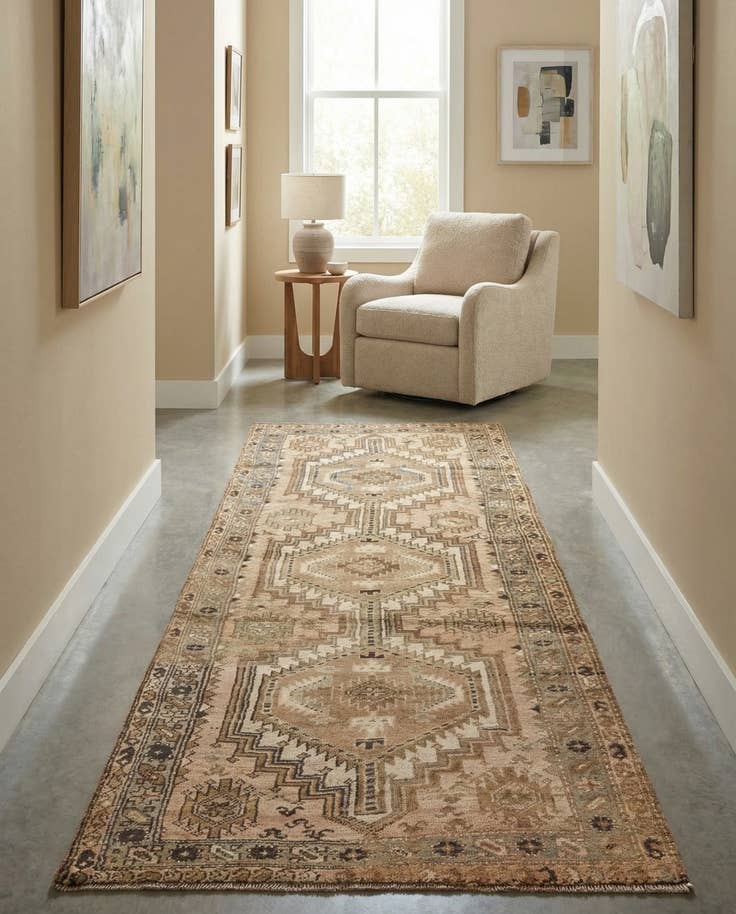 Detail image of 3' 8 x 8' 9 Hand Knotted Meshkin Persian Wool Runner Rug