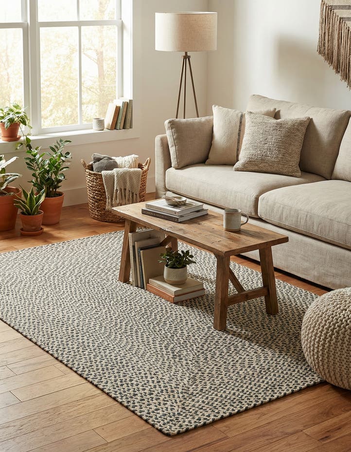 4' 1 x 6' 1 Handmade Tweed Braided Jute Rug