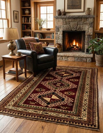 4' 1 x 6' 3 Hand Knotted Kars Wool Rug