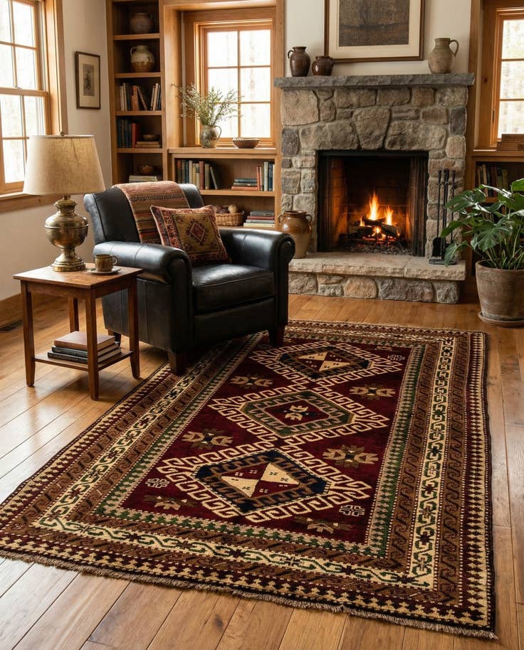 Detail image of 4' 1 x 6' 3 Hand Knotted Kars Wool Rug