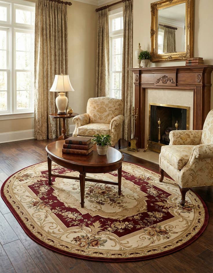 Detail image of 7' 10 x 10' Classic Aubusson Oval Rug