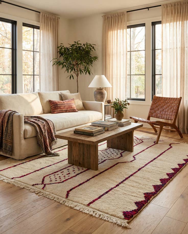 Detail image of 5' 7 x 6' 8 Hand Knotted Moroccan Wool Square Rug