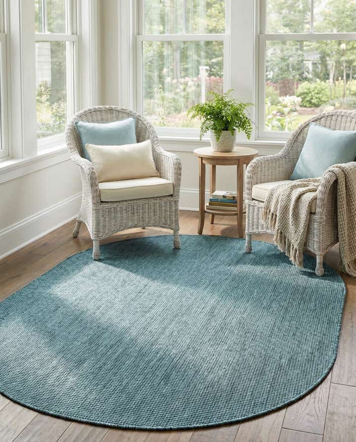 5' 3 x 8' Easy-Clean Solid Indoor / Outdoor Oval Rug