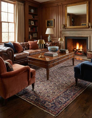 6' 6 x 9' 6 Hand Knotted Hossainabad Persian Wool Rug