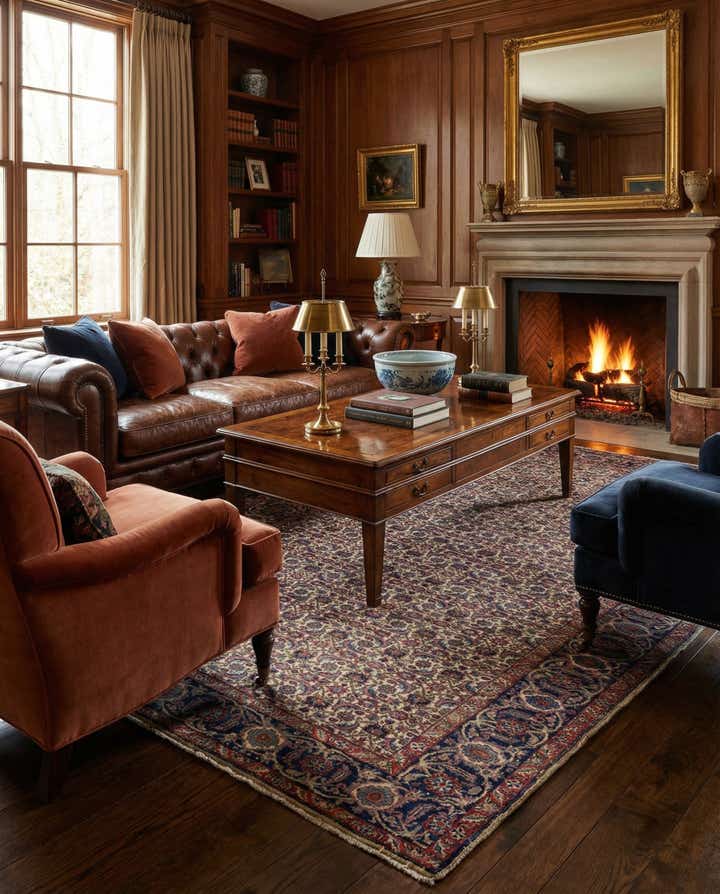 6' 6 x 9' 6 Hand Knotted Hossainabad Persian Wool Rug