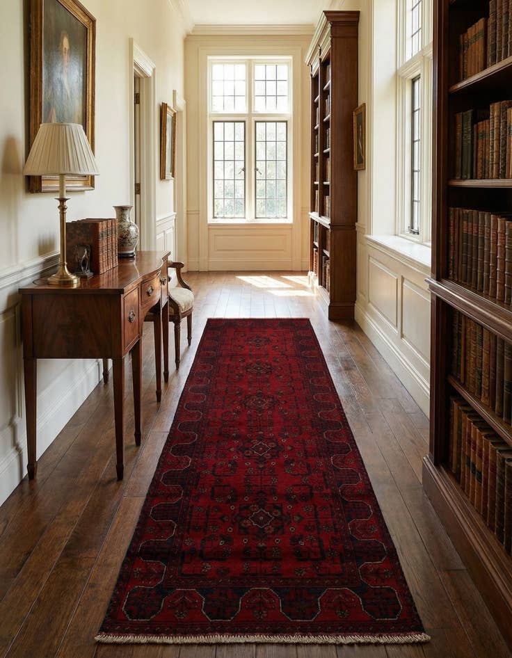 Detail image of  2' 7 x 9' 6  Hand Knotted Khal Mohammadi Wool Runner Rug