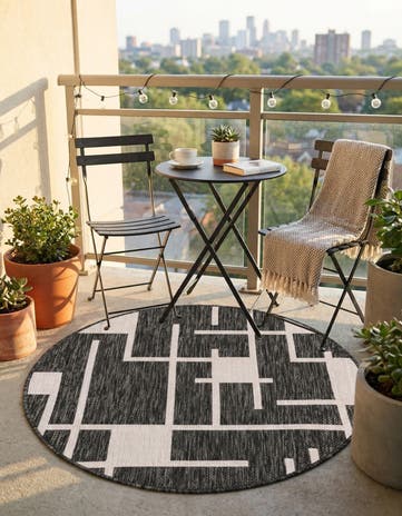 3' x 3' Easy-Clean Modern Indoor / Outdoor Round Rug