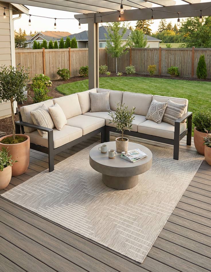 Detail image of  7' x 10'  Washable Modern Indoor / Outdoor Rug