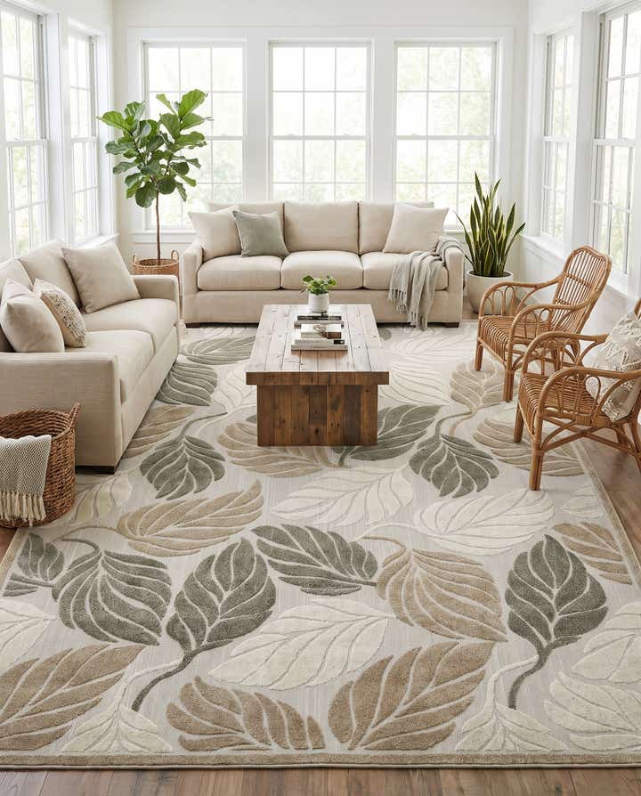 9' x 12' 2 Easy-Clean Botanical Indoor / Outdoor Rug