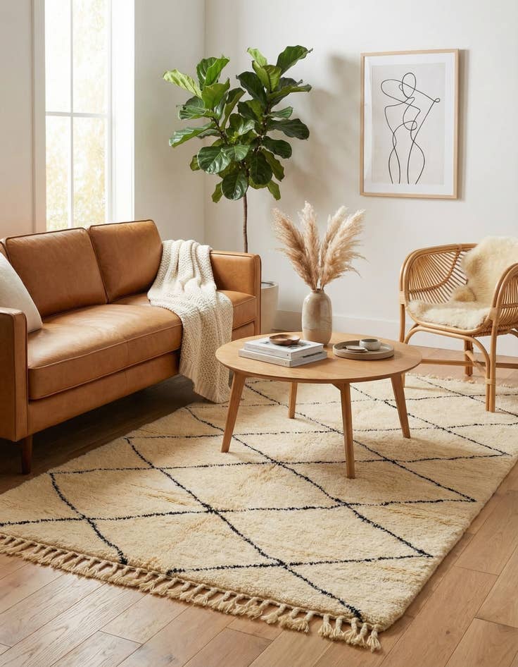 Detail image of 5' 2 x 8' 6  Hand Knotted Moroccan Wool Rug