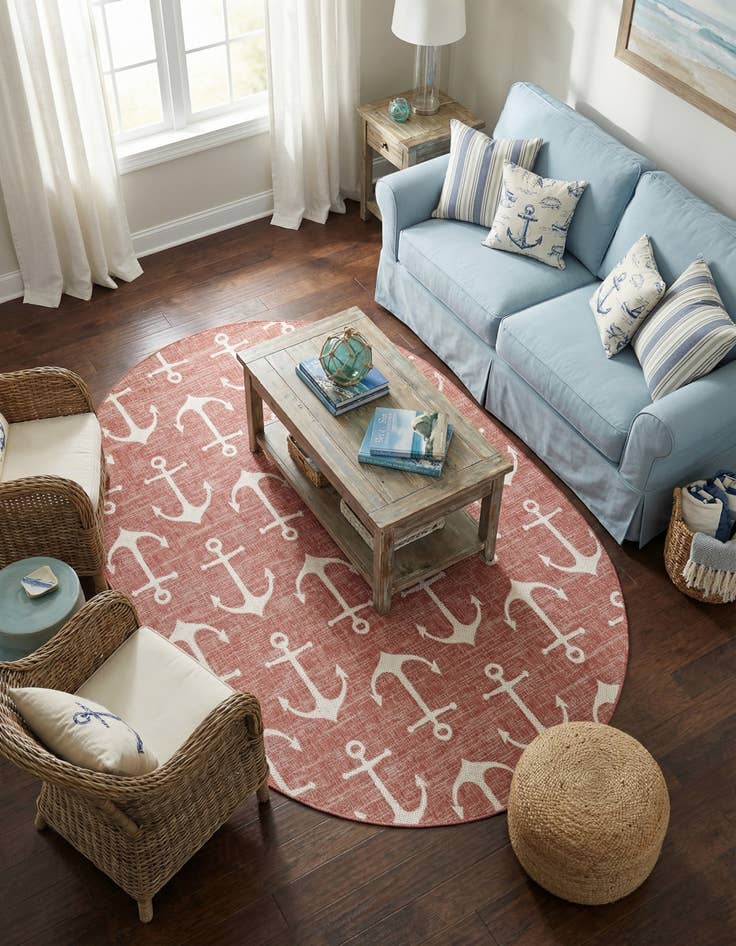 Detail image of 7' 10 x 10' Easy-Clean Coastal Indoor / Outdoor Oval Rug