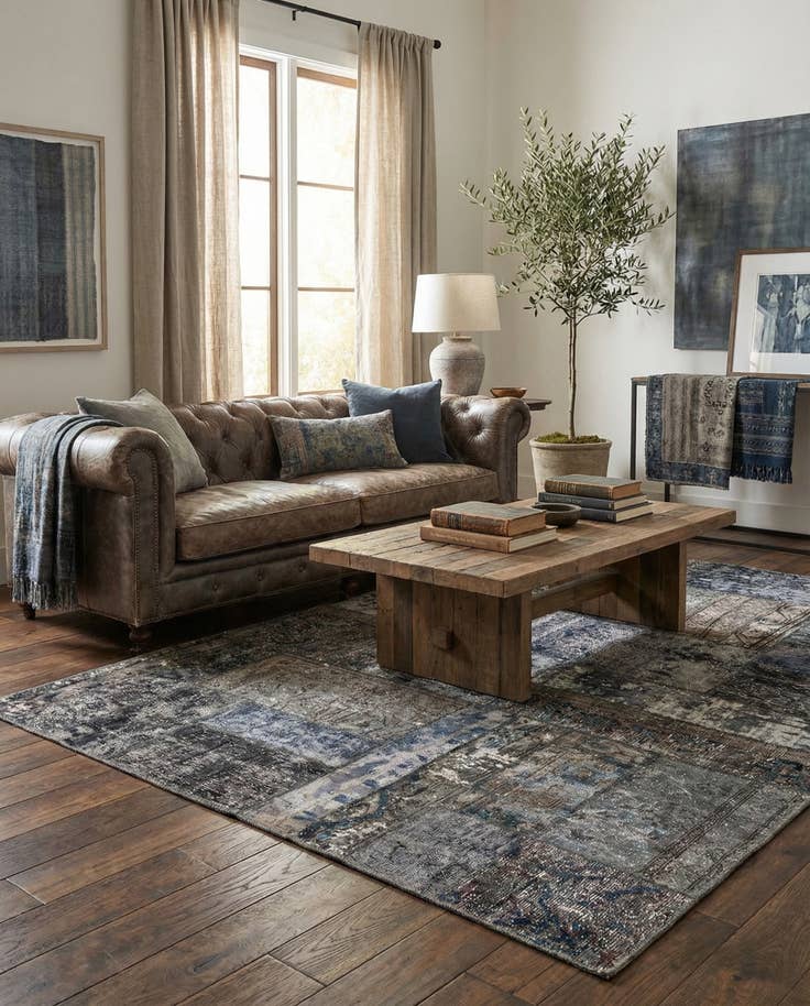 Detail image of 4' 7 x 6' 3 Hand Knotted Ultra Vintage Persian Wool Rug