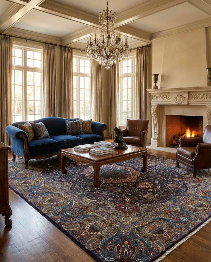 9' 3 x 12' 7 Hand Knotted Kashmar Persian Wool Rug