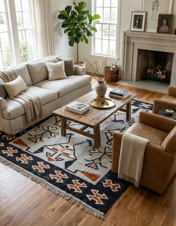 Detail image of 8' 1 x 10'  Hand Knotted Oushak Wool Rug