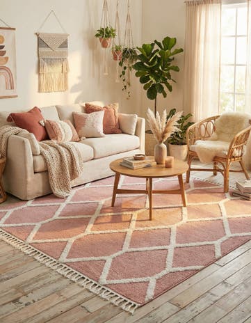 Pink Boho Square Rug