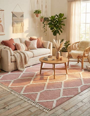 Pink Boho Square Rug