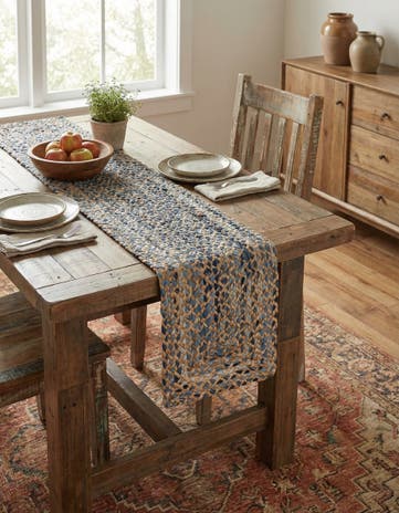 Natural Handmade Braided Chindi Table Runner Rug