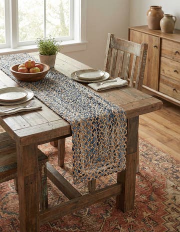Natural Handmade Braided Chindi Table Runner Rug