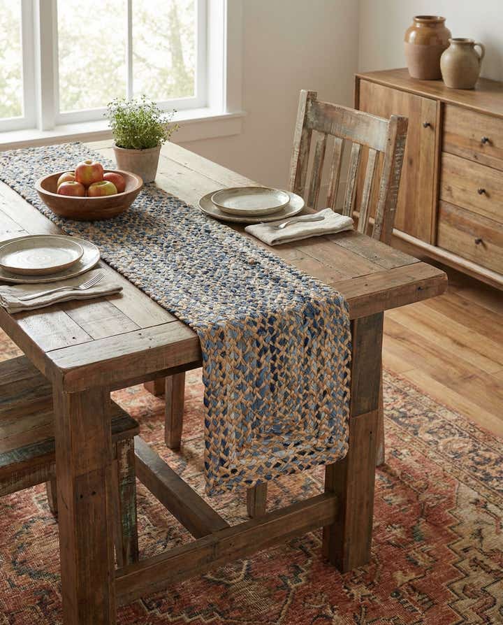 1' 2 x 6' 1 Handmade Braided Chindi Table Runner Rug