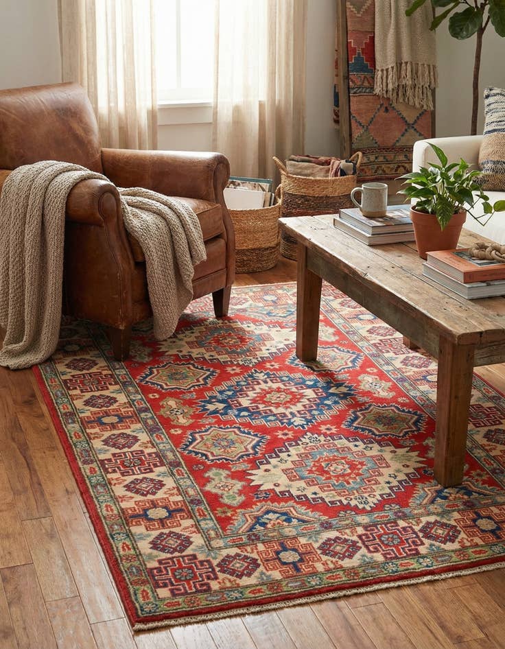 Detail image of 4' x 5' 10  Hand Knotted Kazak Rug