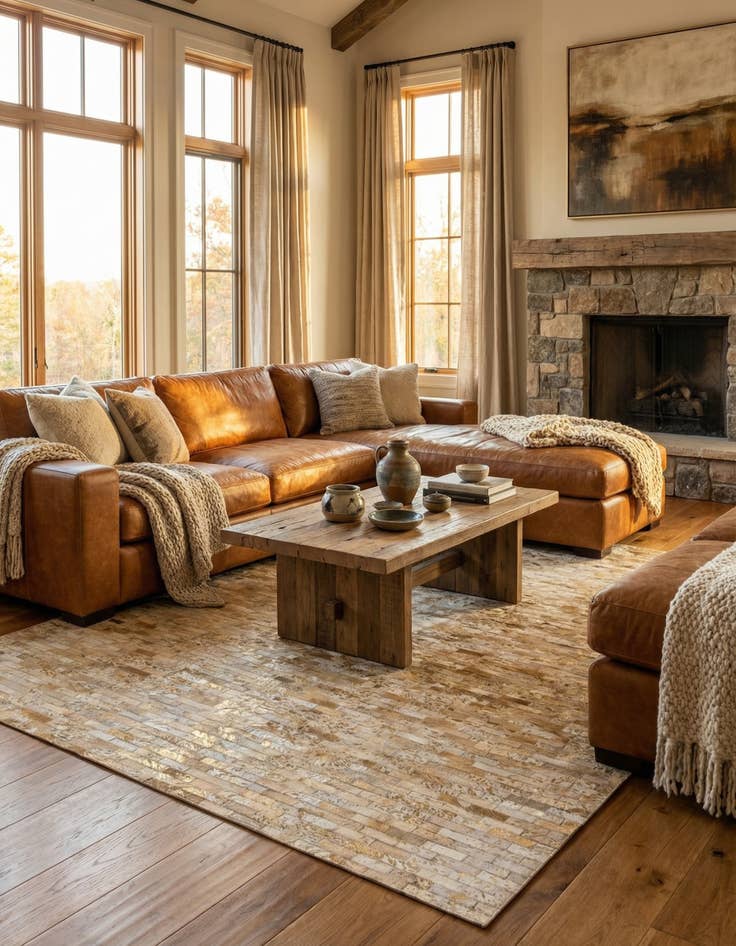 Detail image of 5' 4 x 7' 6 Cowhide Stocks Rug