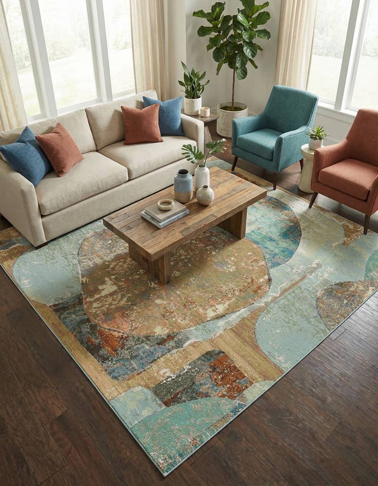 Detail image of 10' x 10' Easy-Clean Modern Indoor / Outdoor Square Rug