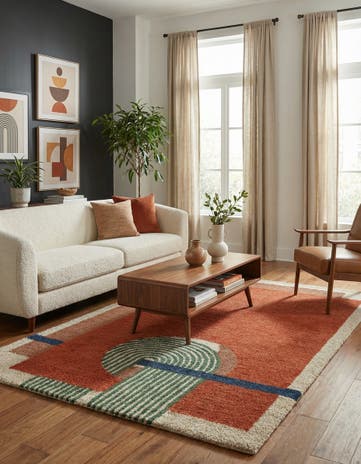 Orange Handtufted Wool Rug
