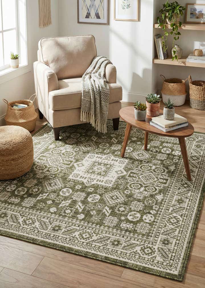 5' 3 x 5' 3 Easy-Clean Aztec Indoor / Outdoor Square Rug