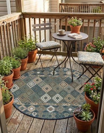 3' 3 x 3' 3 Easy-Clean Baja Indoor / Outdoor Round Rug