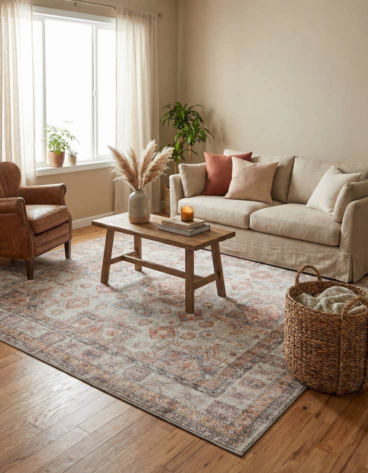 Detail image of 7' 10 x 7' 10 Washable Timeless Square Rug